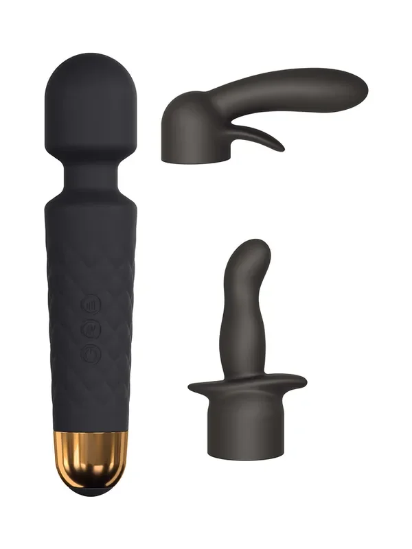 Dorcel Kit Wanderful Vibrator mit Aufsätzen, schwarz/gold