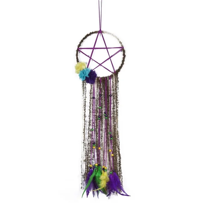 Dreamcatcher Traumfänger mit Pentagramm mit Wollfäden