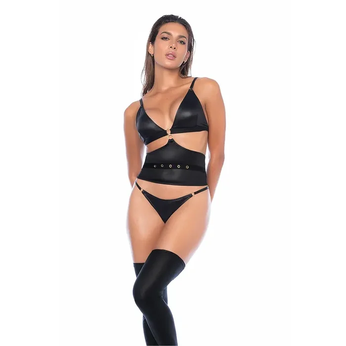Dreiteiliges Bondage-DessousSet – L/XL – Schwarz