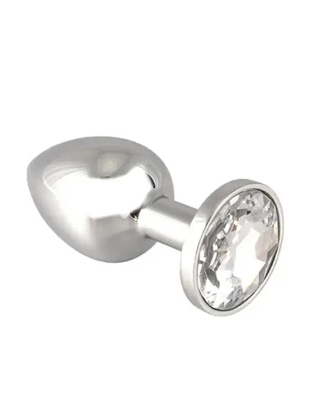 Edelstahl-Buttplug mit klarem Kristall (75g)