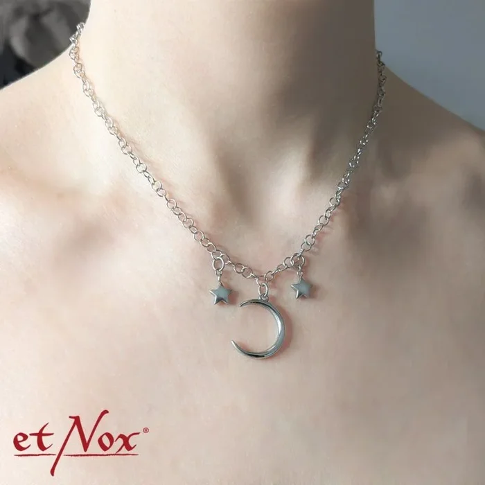 Edelstahlkette – Mond und Sterne
