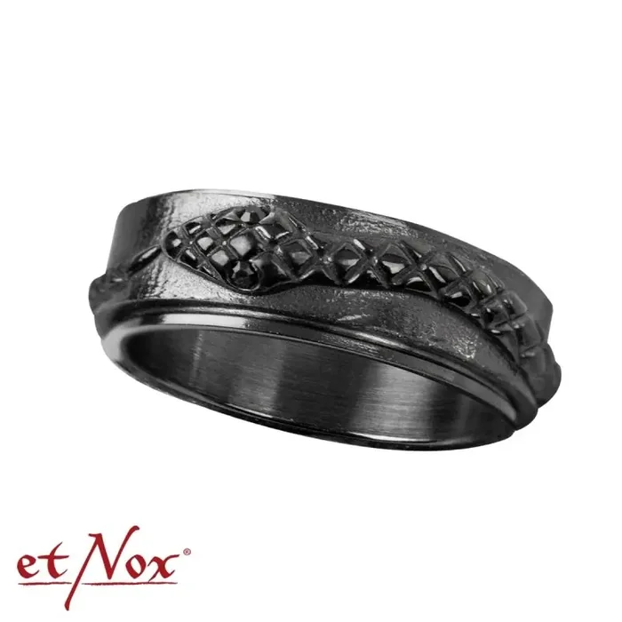 Edelstahlring „Black Snake“ mit Zirkonia