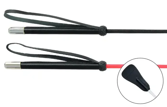 einfache Springgerte mit Lederklatsche (Farbe Schwarz)