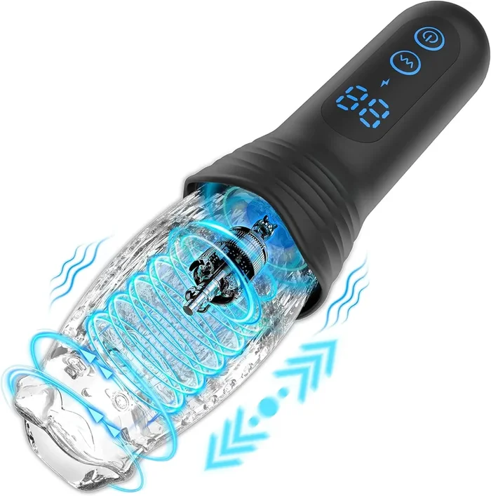 Electric masturbator with 9 vibration, rotation and telescopic modes