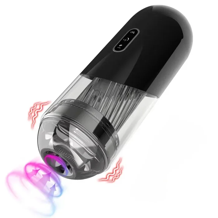 Elektrischer Masturbatoren Penispumpen Stroker mit 5 Saug und 8 Vibrationsmodi