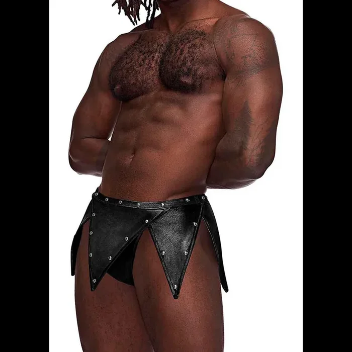 Eros – Gladiator Kilt Design with an Attached Thong – S/M – Black