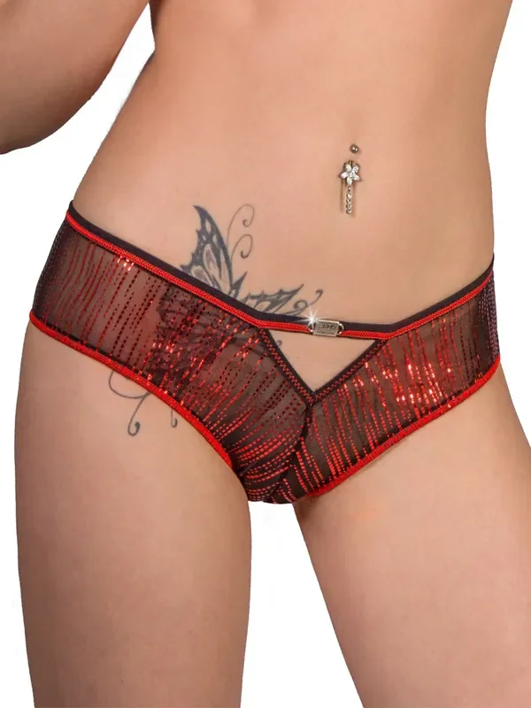 Eros Veneziani Lamé Panty, rot/schwarz