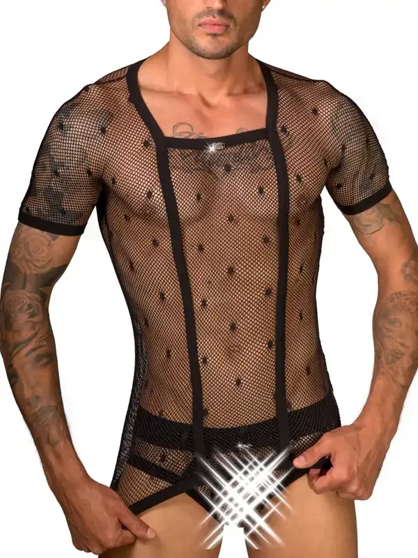 Eros Veneziani Net T-Shirt, schwarz