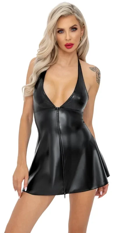 Exklusives Minikleid aus edlem Material in Schlangenhaut-Optik mit Reißverschluss