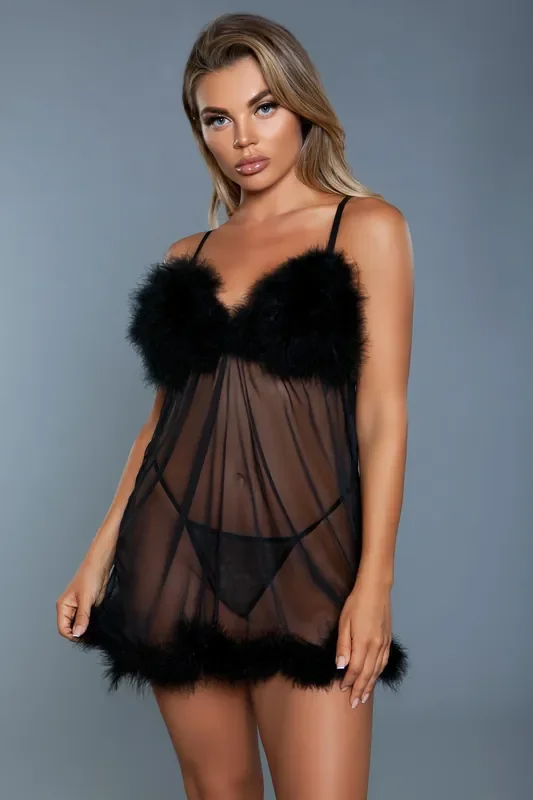 Farah Babydoll mit Tanga – Schwarz