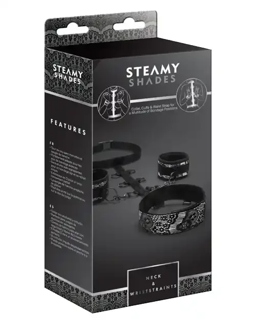 Fesselsystem – Halsband mit Manschetten & Hüftgurt