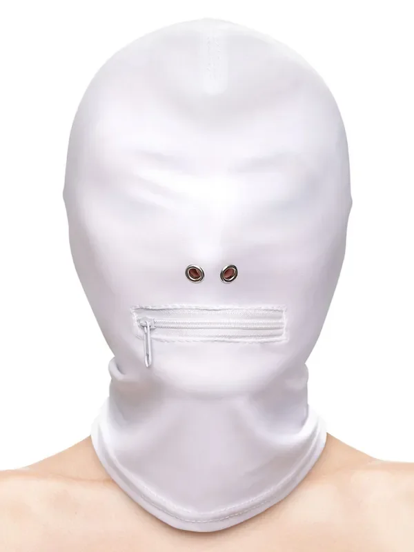 Fetish & Fashion Zippered Mouth Hood Kopfmaske, weiß