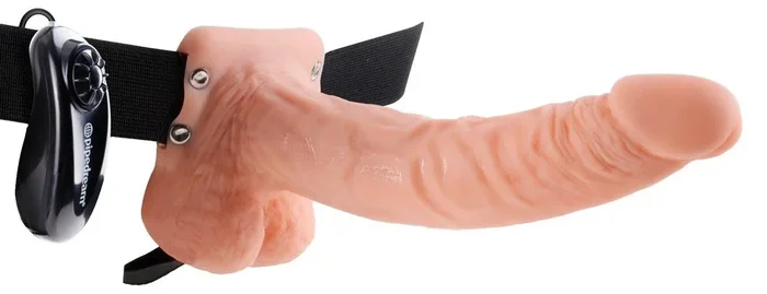 Fetish Fantasy Series – 9 “ Vibrating Hollow Strap-on with Balls