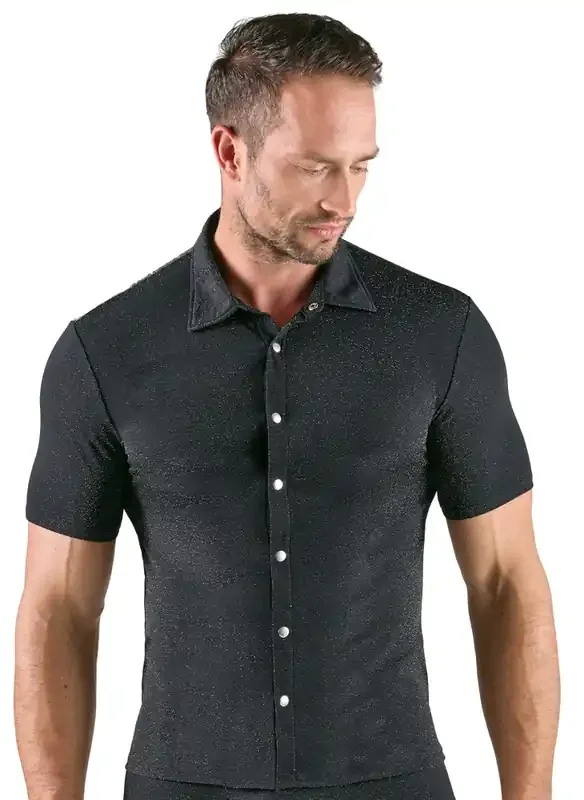 Figurbetontes Herren-Shirt Schwarz/Silber