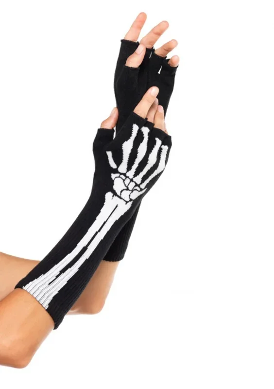 Fingerlose Skelett Handschuhe – ellenbogenlang