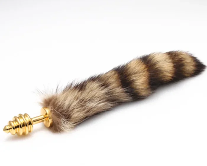 Flauschiger Analplug Waschbär ‚Gold‘