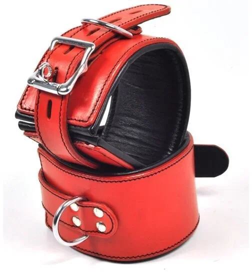 Fußfessel Leder rot/schwarz hochwertig