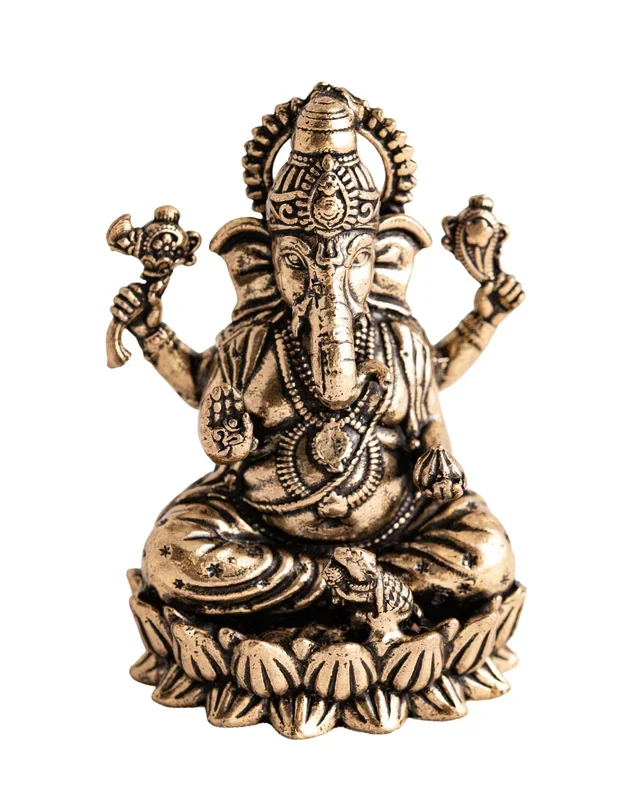 Ganesha auf Lotus – Messing