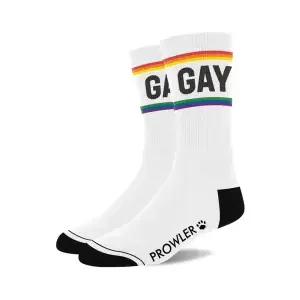GAY Socken – Weiß mit Regenbogen