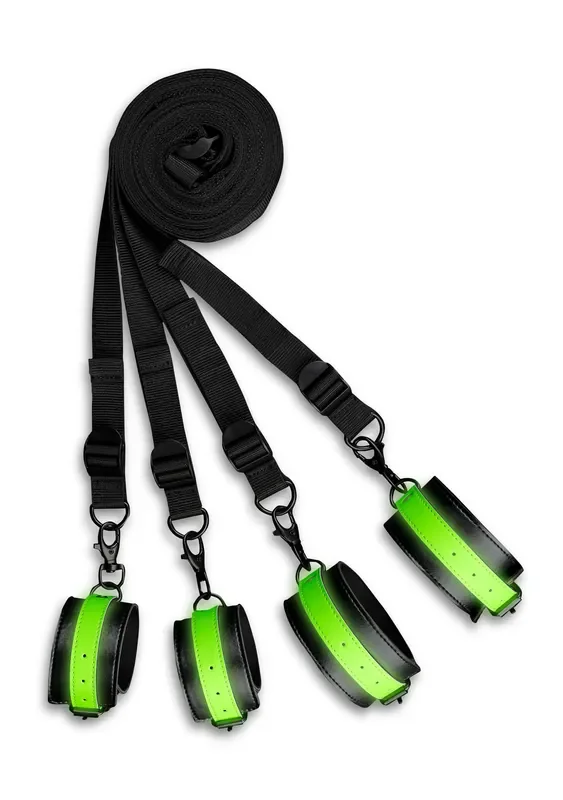 Glow in the Dark Bettbefestigungsset – Neon Grün/Schwarz