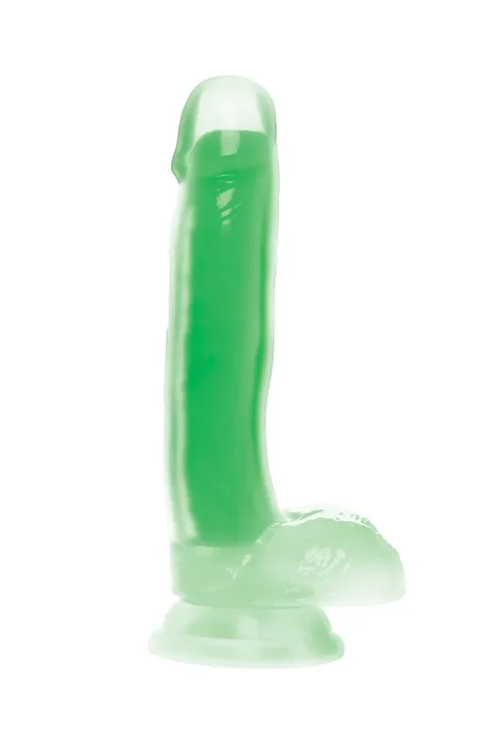 Glow in the Dark Realistischer Dildo mit Hodensack – Grün