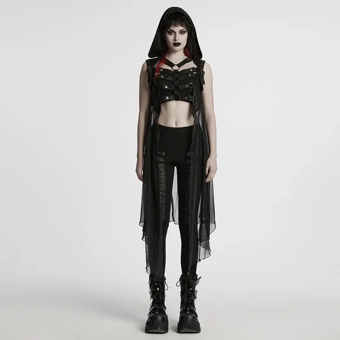 Gothic-Cape aus Chiffon mit Kapuze