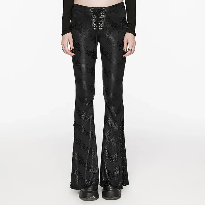 Gothic Flared Trousers mit abstraktem Muster (Farbe Schwarz, Grösse S)
