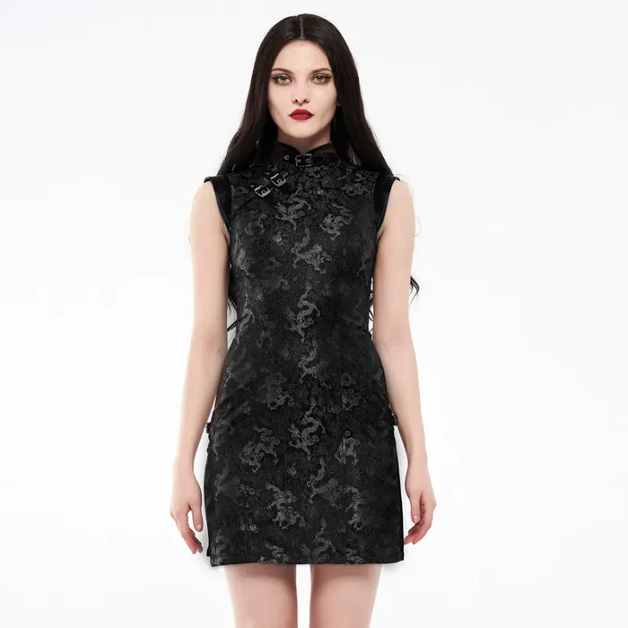 Gothic-Kleid mit orientalischem Drachenmuster