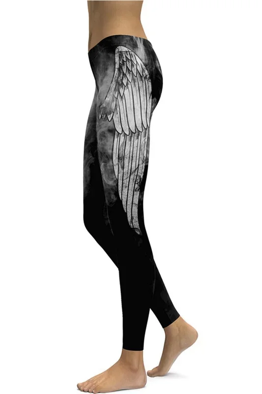 Gothic Leggings mit Flügelprint