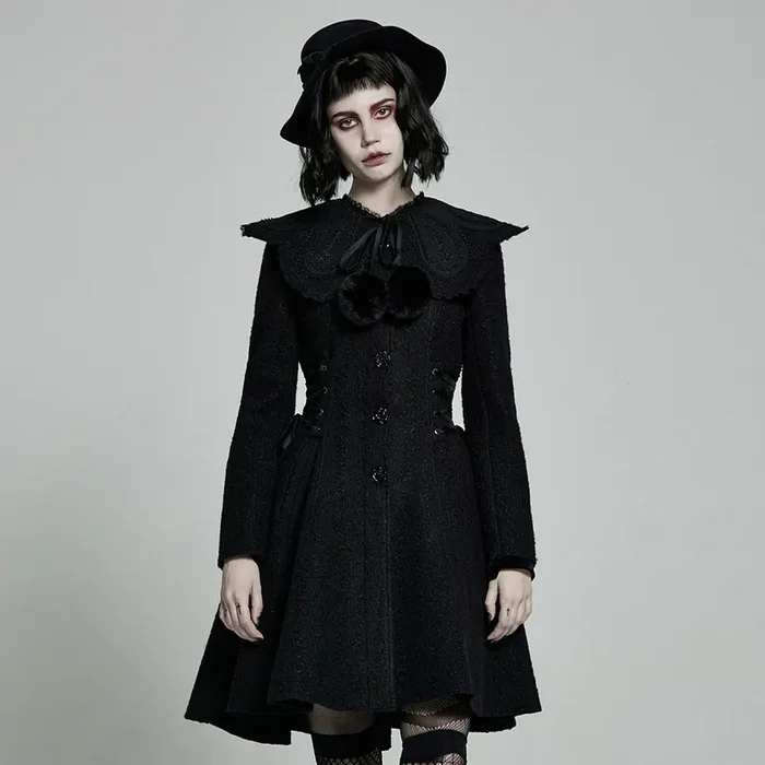 Gothic Lolita Kurzmantel mit High-Low-Saum und abnehmbarem Kragen