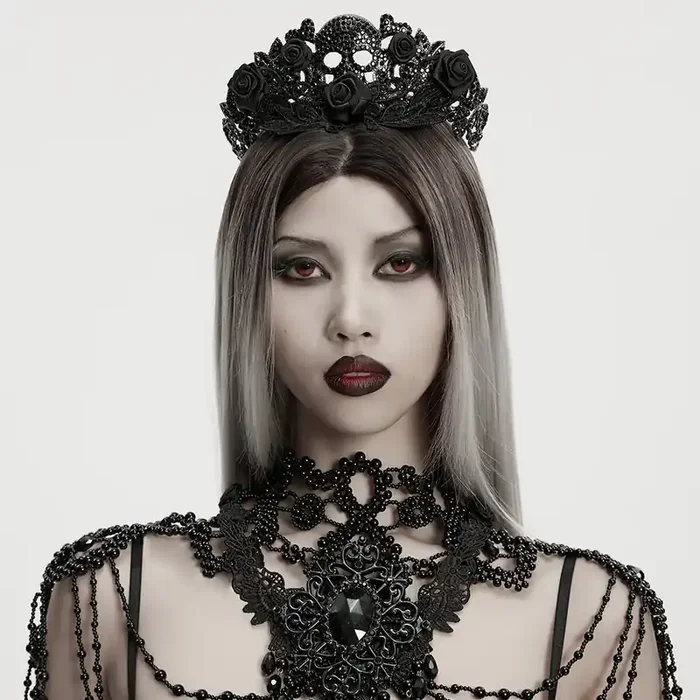 Gothic Skull & Roses Tiara
