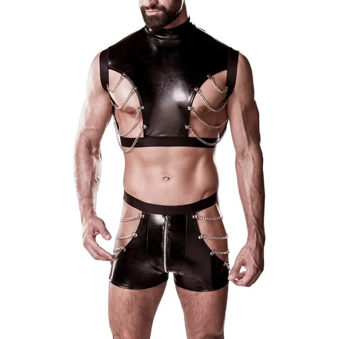 Grey Velvet Men Wetlook-Set mit Ketten