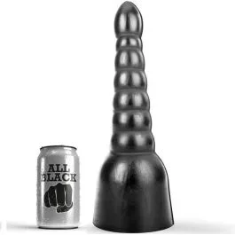 Großer Schwarzer Dildo mit Gerippter Textur