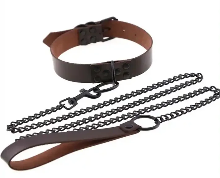 Halsband-Punk-Leine Braun