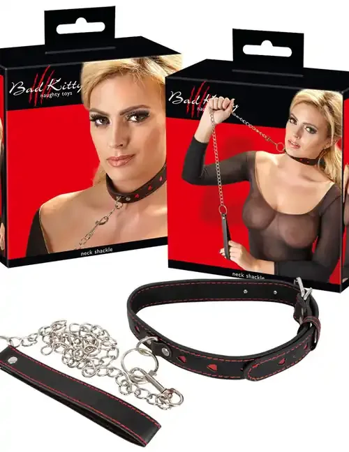 Halsfessel und Leine schwarz