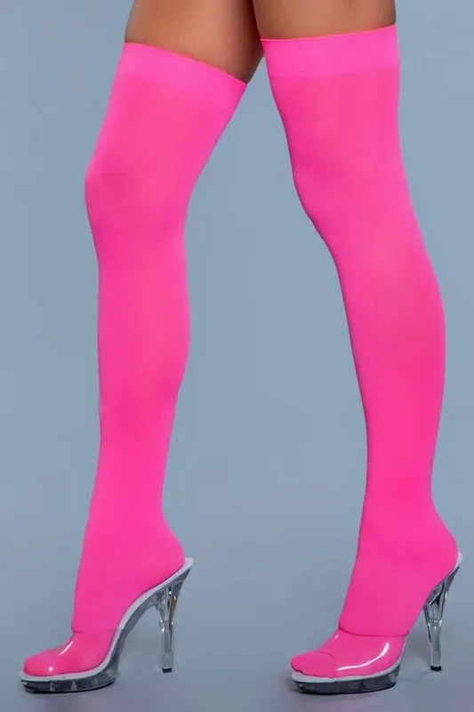 Halterlose Nylonstrümpfe – Neon Pink