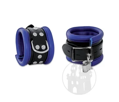 Handfessel blau mit geschweißtem D-Ring