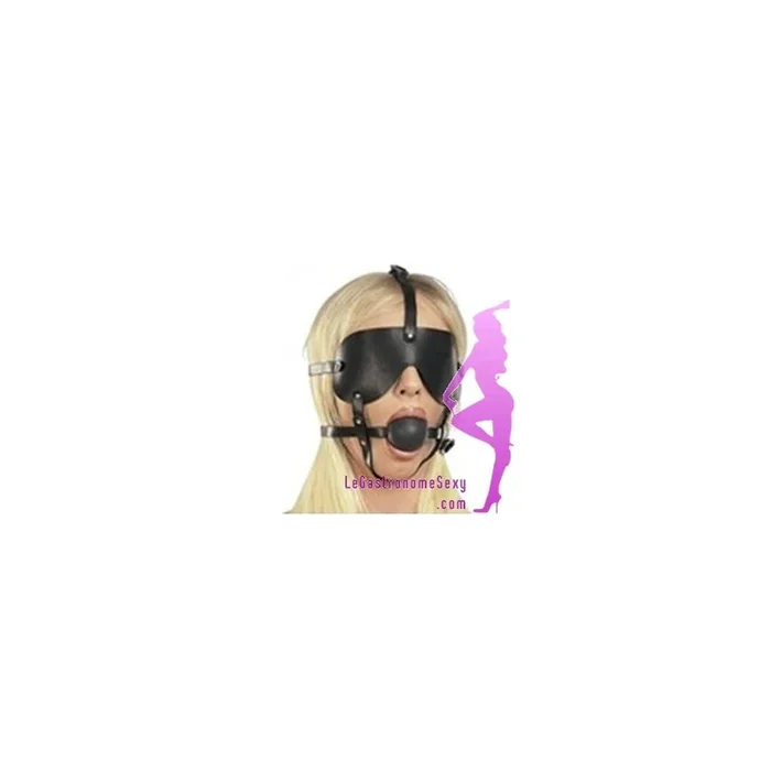 Harness Gag Ball groß mit Augenmaske aus Kunstleder