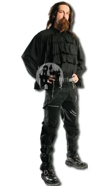 Hemd mit Rüschen aus Viskose (Farbe: Schwarz, Grösse: XL)