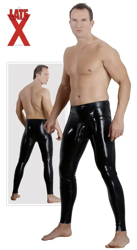 Herren Latex Hose mit Penis-Hoden-Hülle