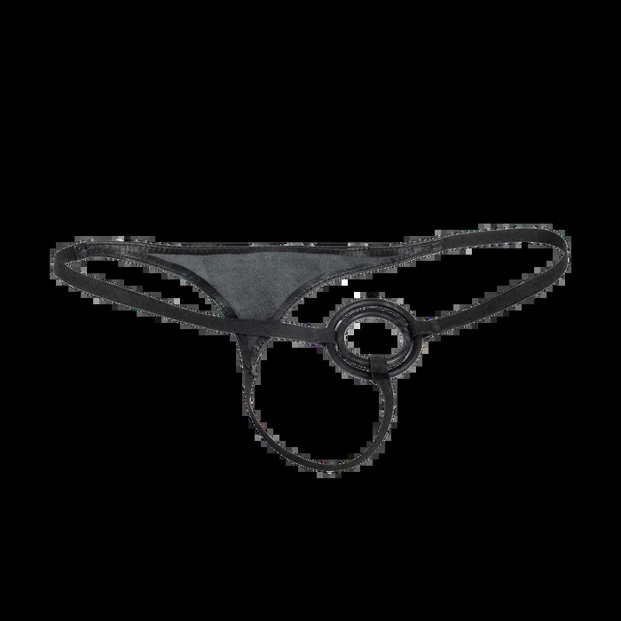 Herren-Lederstring mit Cockringen – Schwarz