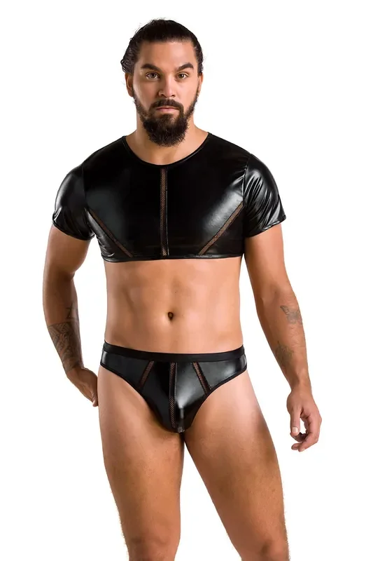 Herren Wetlook String mit Netzdetails und heißen Ausschnitten