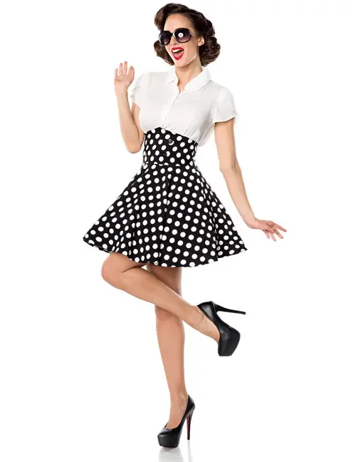 High-Waist Minitellerrock schwarz/weiß