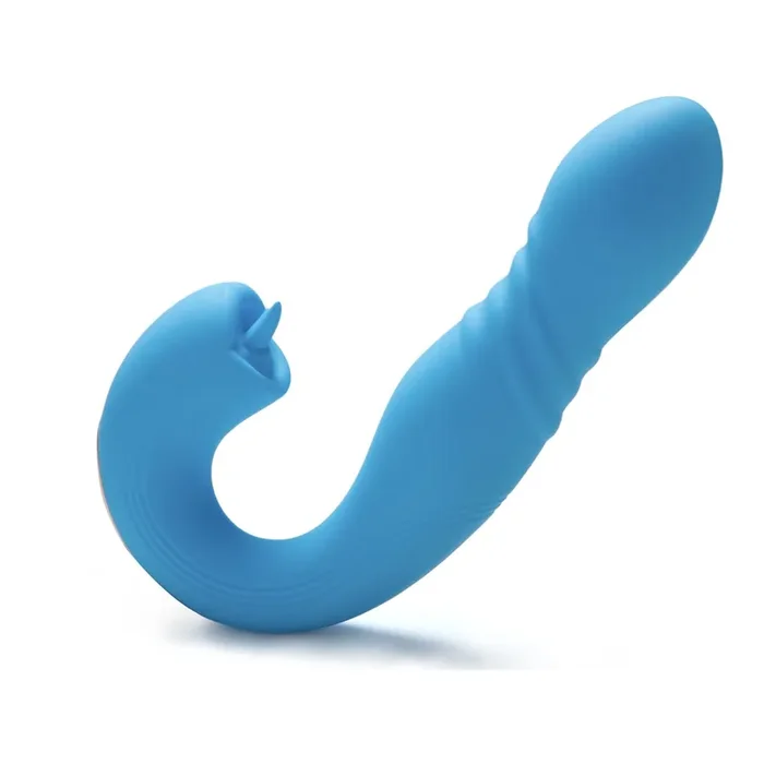 HoneyPlayBox – JOI Thrust 2 Drucksensor App-gesteuerter Stossender G-Punkt Vibrator & Zungenklitorisstimulator Blau