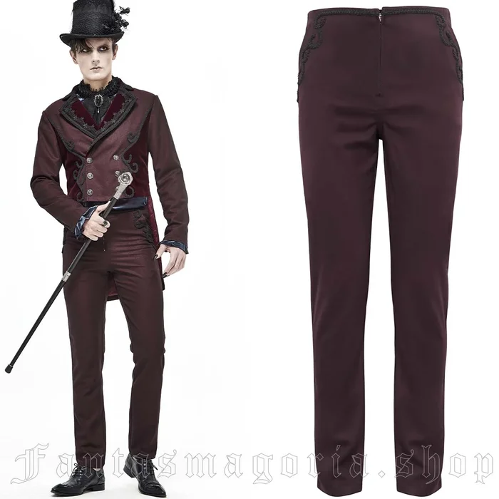 Hose mit diagonalen Taschen – weinrot