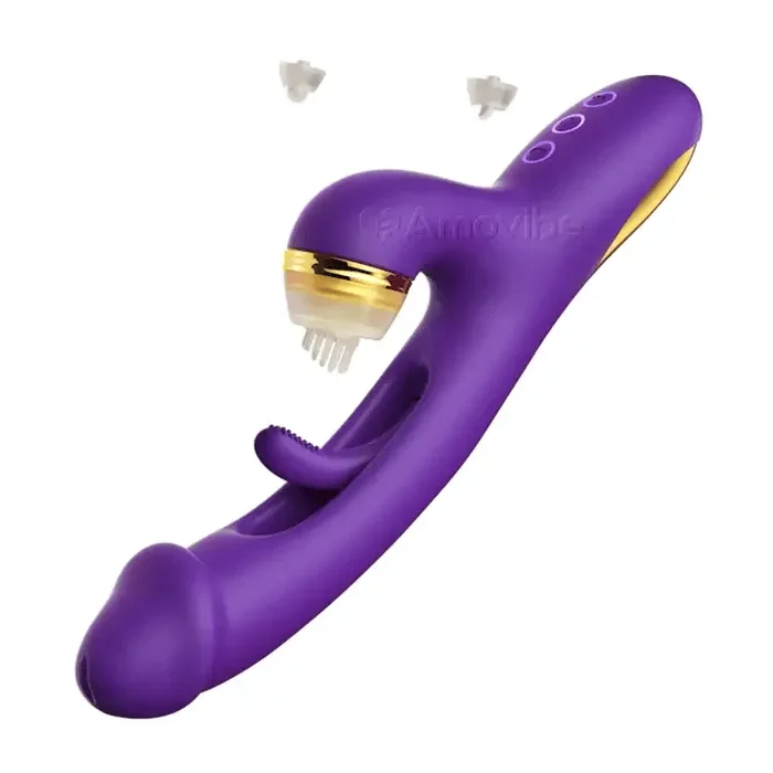 Innovativer Flapping G-Punkt-Vibrator mit austauschbaren Silikonhülsen für Klopf-, Kitzel- und Leckfunktion