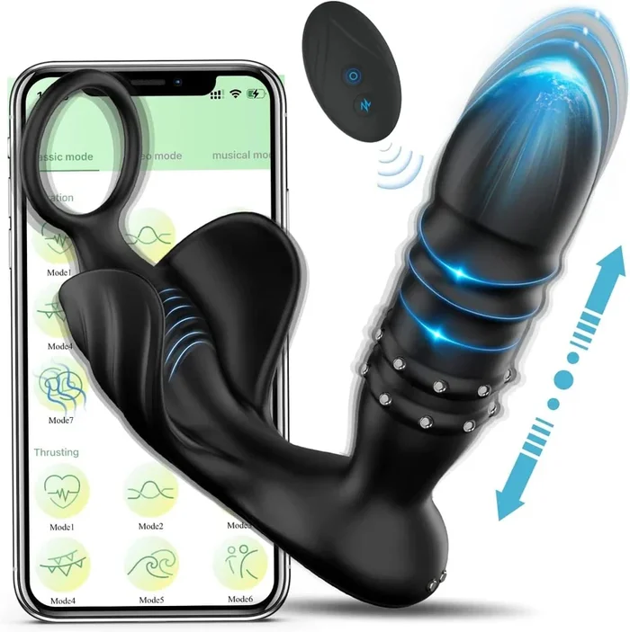 Intelligent app control anal vibrators prostate vibrator with 9 telescopic modes 9 vibration modes