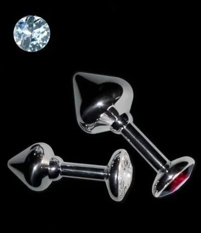 Jewel Plug Aluminium mit weissem Straßstein 40 mm