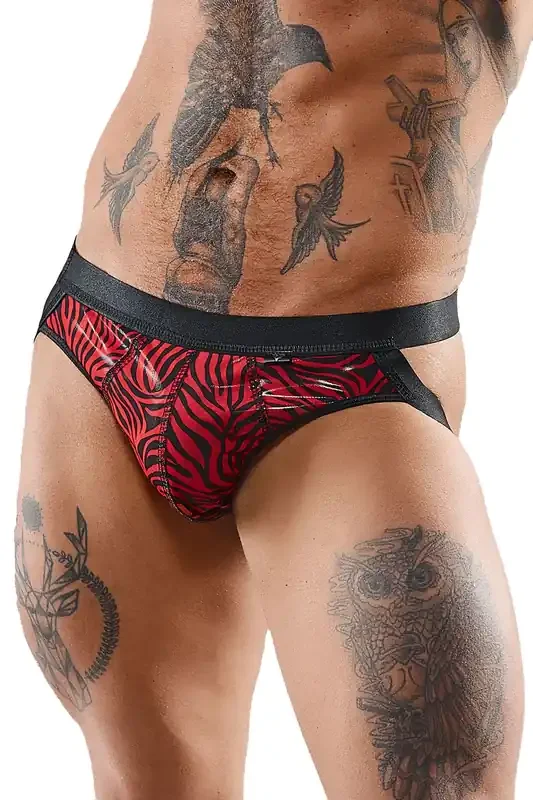 Jock Strap im Zebramuster mit besonderem Lackeinsatz