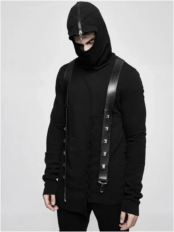 Kapuzenpullover mit Riemen und Reißverschluss